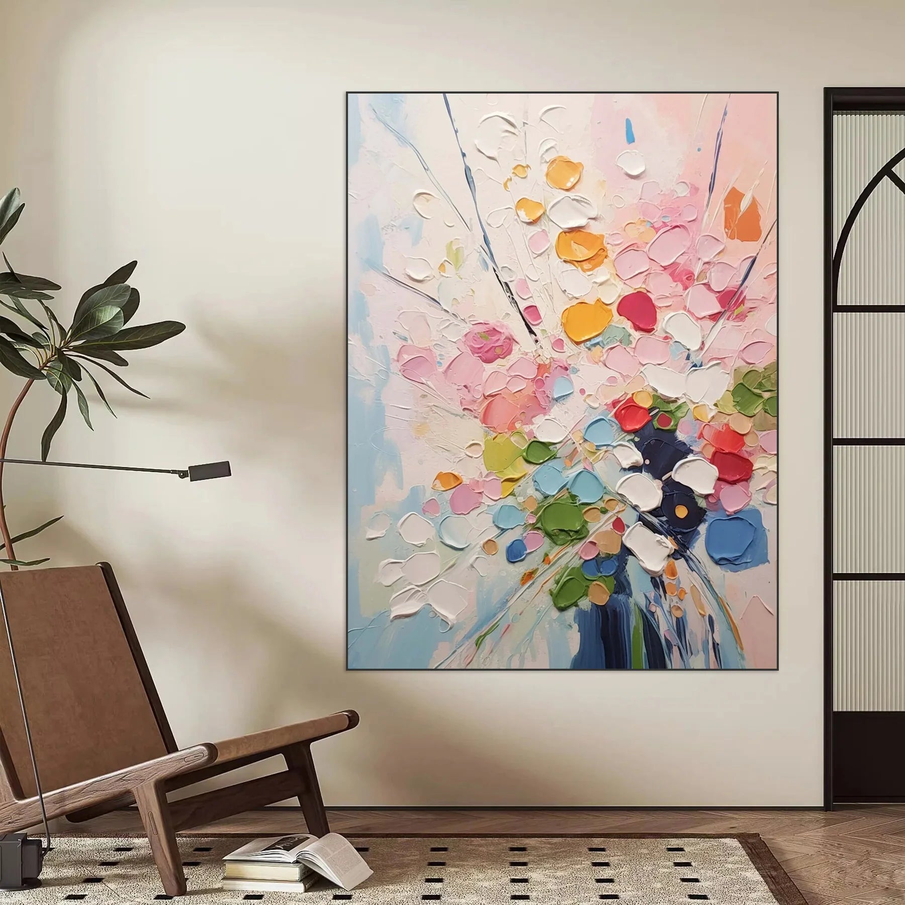 Dafeng Oil Painting Orignial Thick Texture Abstract Oil Painting on Canvas Wall Art Flower Picture For Home Decoration No Frame